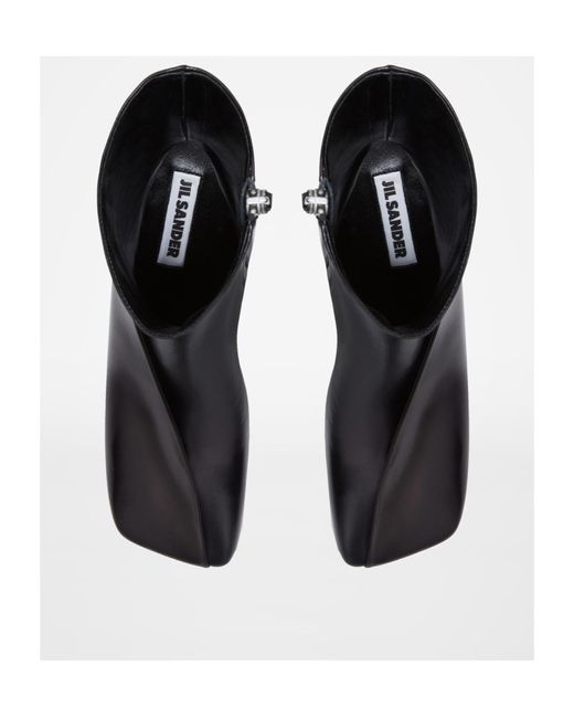 Jil Sander Black Square Toe Leather Boots