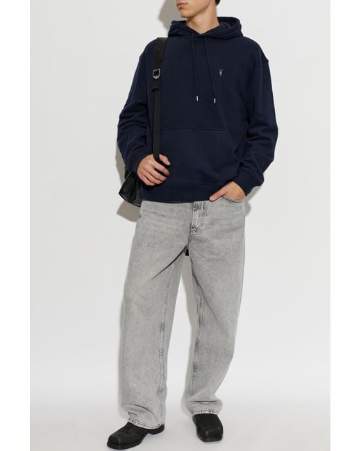 AllSaints Blue Asher Logo Hoodie for men