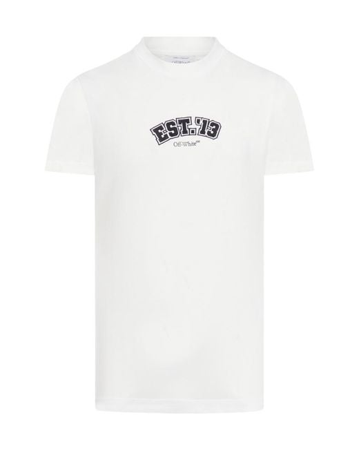 Off-White c/o Virgil Abloh White Graphic Printed Crewneck T-Shirt for men