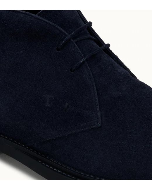Tod's Blue Desert Almond-Toe Ankle Boots for men