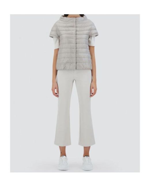 Herno Gray Quilted Short-Sleeved Down Jacket