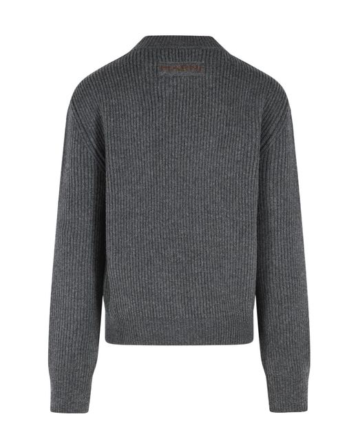 Marni Gray Ribbed Knit Jumper for men