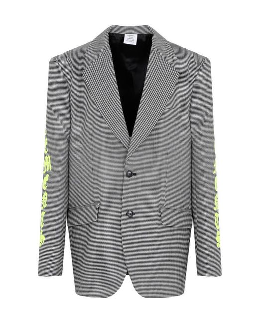 Vetements Gray Houndstooth Suit Coat