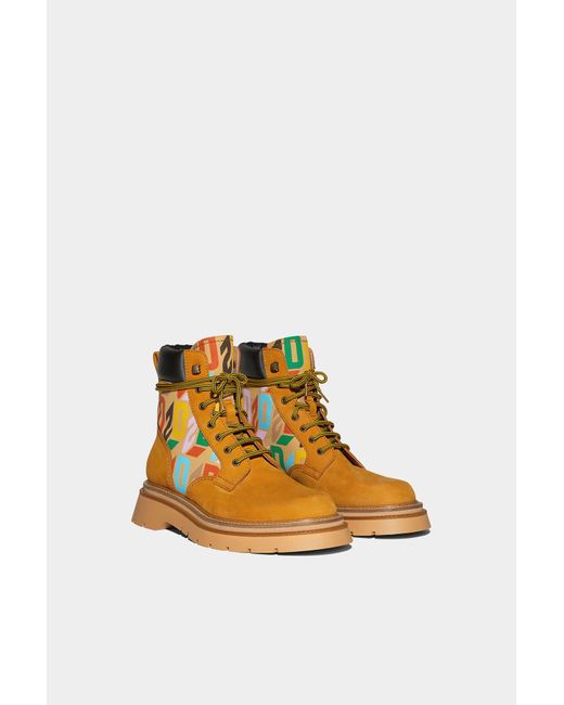DSquared² Brown Ankle-Length Lace-Up Boots for men
