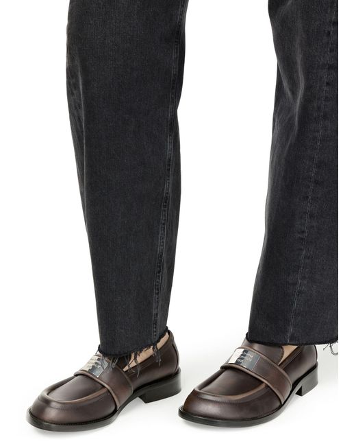 Acne Gray Leather Loafers