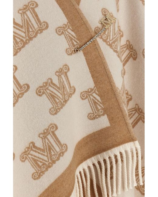 Max Mara Natural Monogram V-Neck Cape