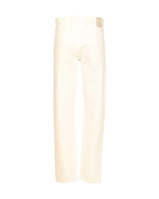 Zegna White Logo Patch Straight-Leg Pants for men