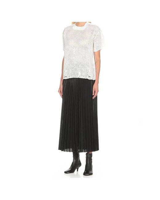 Junya Watanabe White Open-Knit Short Sleeved T-Shirt