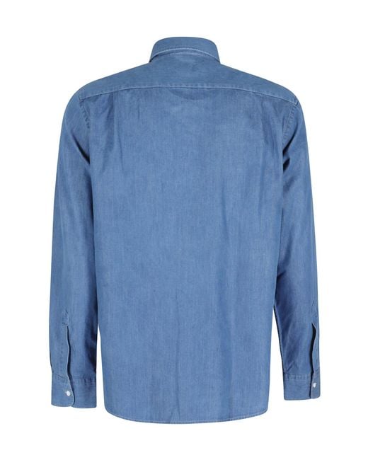 Aspesi Blue Buckle Long-Sleeved Shirt for men