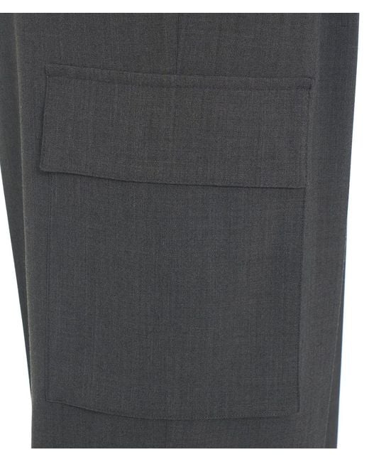 Herno Gray High-Waisted Cargo Tailored Trousers