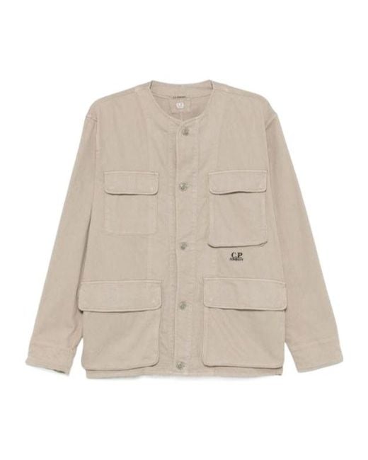 C P Company Natural Armored-Stretch Buttoned Overshirt for men