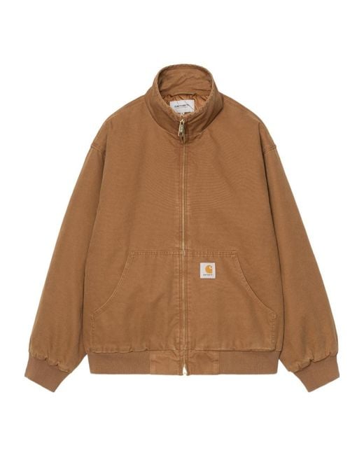 Carhartt Brown Ravon Logo-Patch Zip-Up Jacket for men