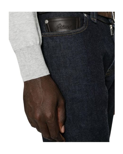 Brioni Blue Straight-Leg Jeans for men
