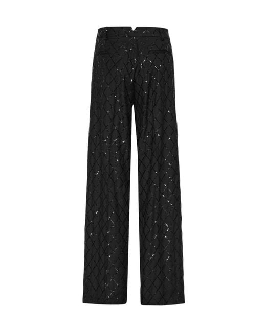 ROTATE BIRGER CHRISTENSEN Black Wide-Leg Sequined Pants