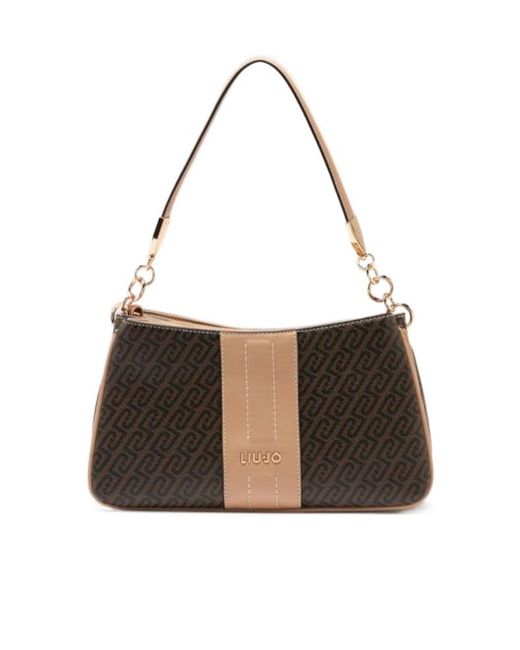 Liu Jo Brown Monogram Detachable Shoulder Bag