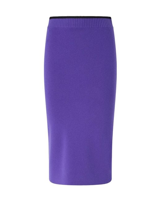 Pinko Purple Nuova Guinea Logo Patch Knitted Midi Skirt