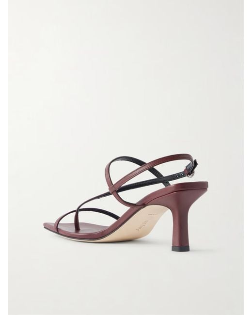 Aeyde Brown Solid Color Leather Slingback Sandals
