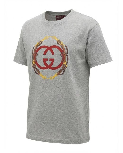 Gucci Gray Cotton Jersey T-Shirt With Print
