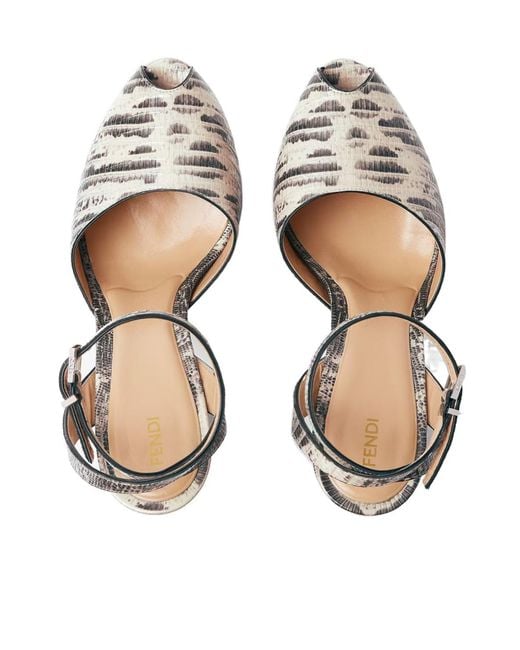 Fendi White After 9 Parchment And Printed Calfskin Sandals