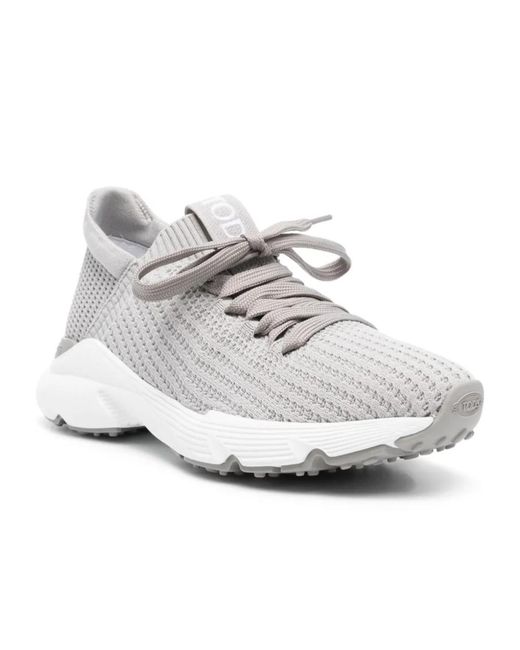 Tod's White Logo Embossed Lace-Up Sneakers