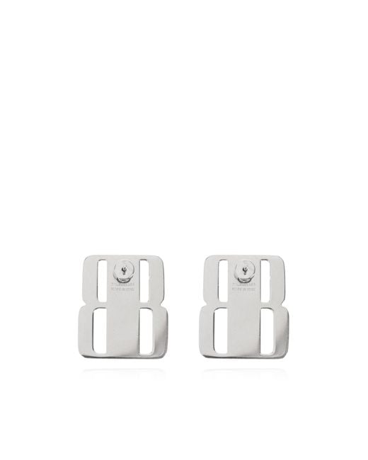 Balenciaga White Bb Logo Earrings