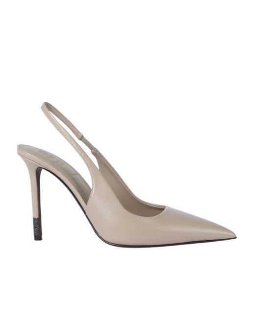 Brunello Cucinelli White Pointed Slingback Pumps