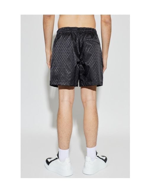 McQueen Black Skull Motif Elasticated Waist Shorts for men