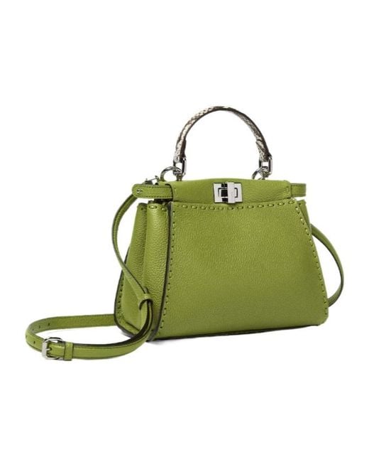 Fendi Green Peekaboo Mini Top Handle Bag