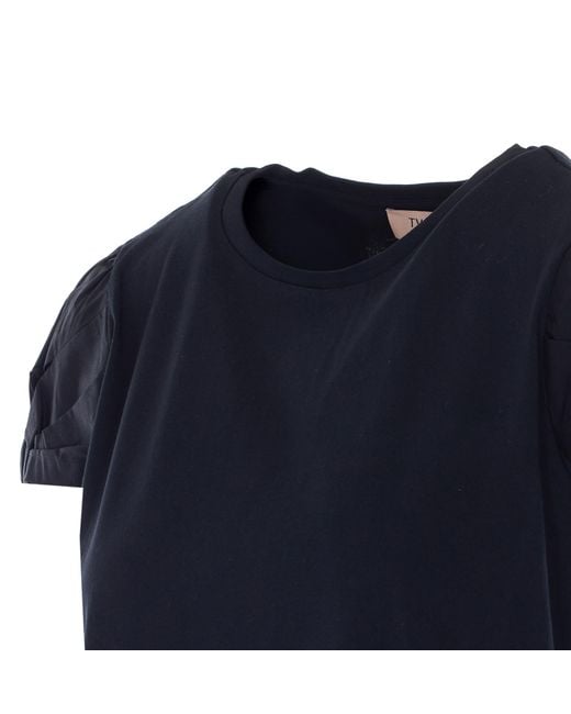 Twinset Blue Bow Sleeve T-Shirt