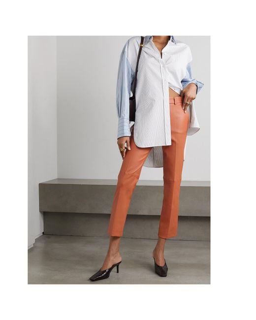 Joseph Orange Leather Skinny Casual Pants