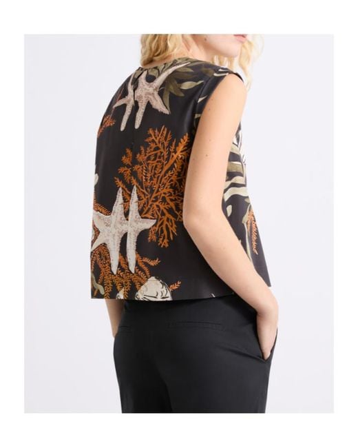 Marella Gray Sleeveless Stretch Cotton Top