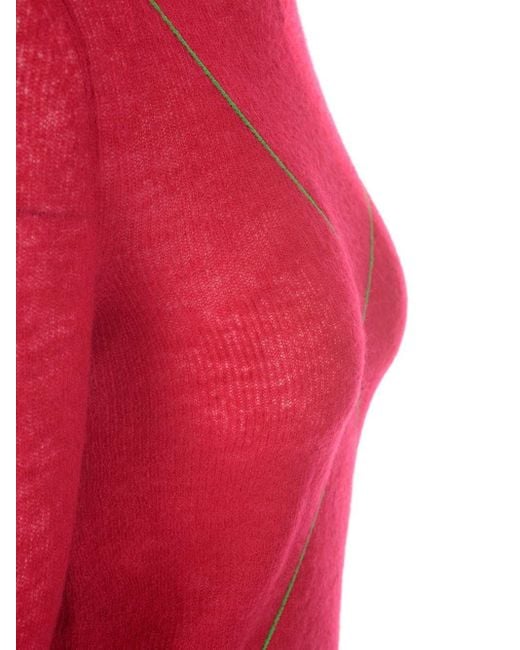 Bottega Veneta Red Cross-Detail Knitted Roll-Neck Jumper