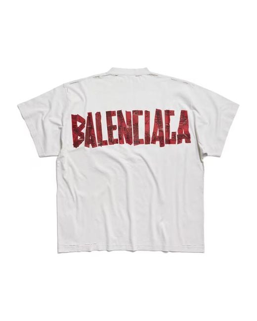 Balenciaga Brown Security Tape Logo Oversized T-Shirt for men