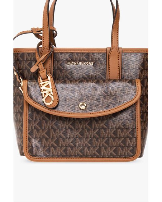 MICHAEL Michael Kors Brown Small Logo-Print Canvas Tote Bag