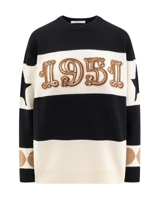 Max Mara Black Dirce Star Patterned Crewneck Jumper