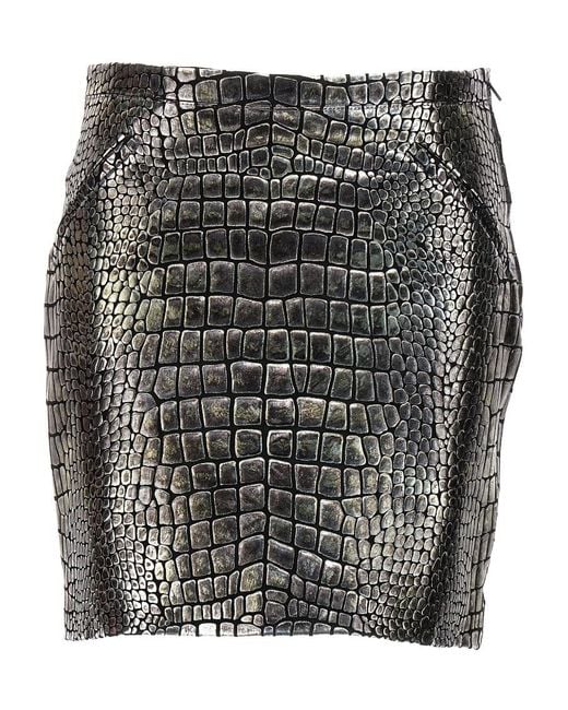 Tom Ford Gray Pattern Skirt