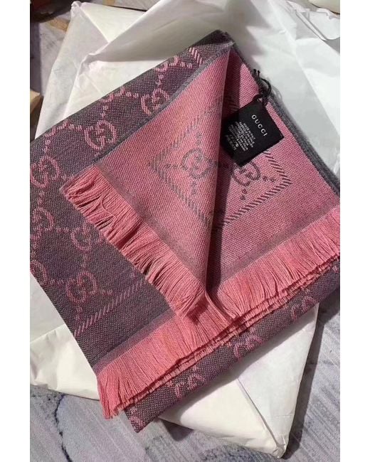 Gucci Pink Gg Supreme Jacquard Scarf