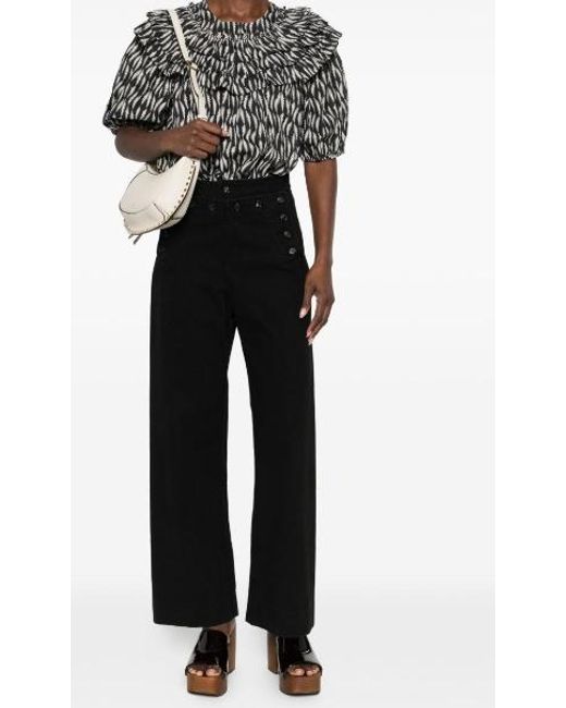 Ulla Johnson Black Round-Neck Pullover Shirt