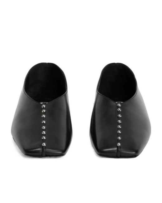 Jil Sander Black Studded Slip-On Flats