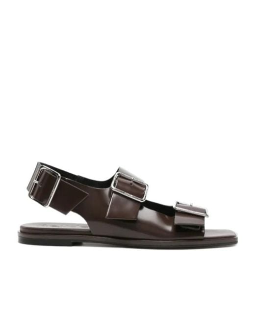 Aeyde Black Buckle-Straps Leather Sandals