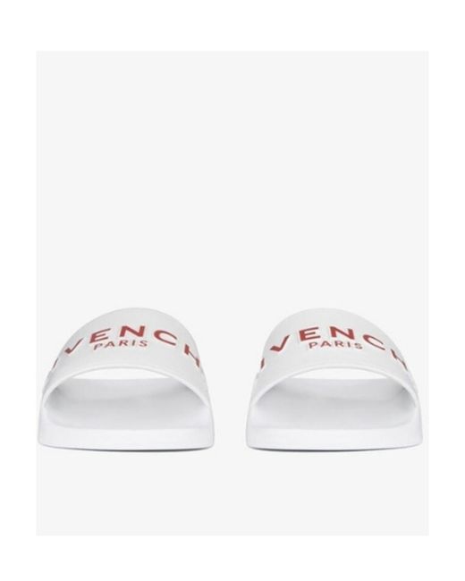 Givenchy White Logo-Embossed Slides