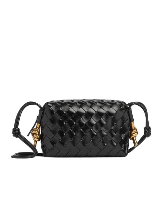 Bottega Veneta Black Mini Leather Loop Camera Bag