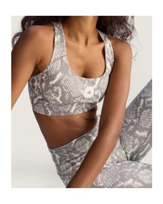 Adidas By Stella McCartney Gray Power Impact Medium Support Printed Training Bra
