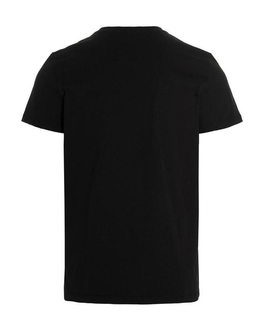 Balmain Black Flocked Logo Crewneck T-Shirt for men