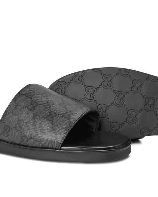 Gucci Black Slide Flat Sandals for men