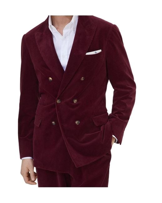 Brunello Cucinelli Red Corduroy Blazer for men