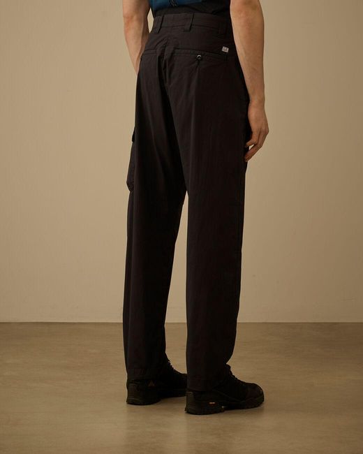 C P Company Black Casual Pants With Belt Loops for men