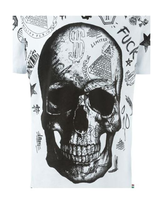 Philipp Plein White Round-Necked Logo T-Shirt for men
