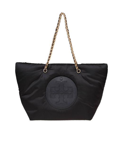 Tory Burch Black Logo Patch Padded Tote Bag