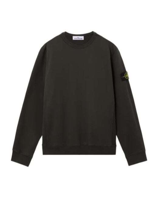 Stone Island Black Logo Patch Crewneck Sweatshirt for men